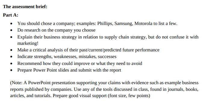 ENG706s1 Supply Chain Management Assessment Sample