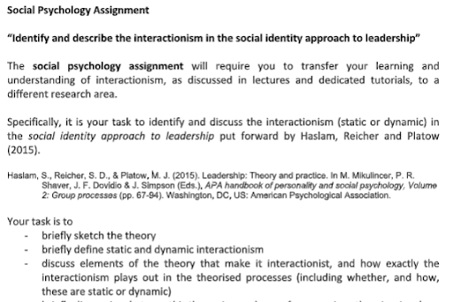 social psychology assignment question