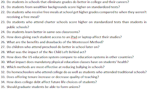 research paper topics for education