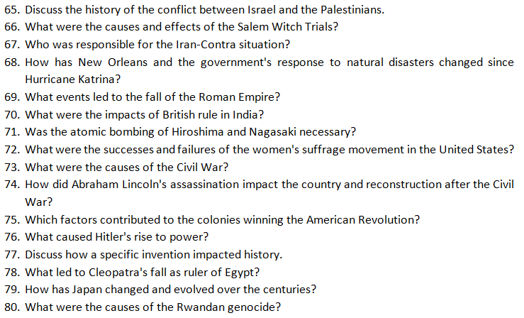 research paper topics for history