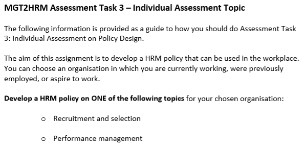 mgt2hrm assignment sample