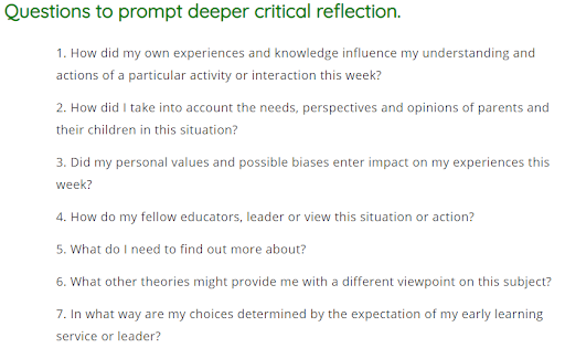 reflective practice in early childhood education