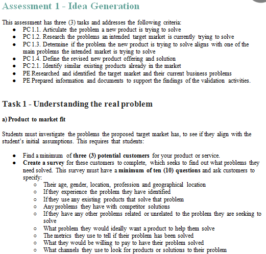 assessment 1 idea generation