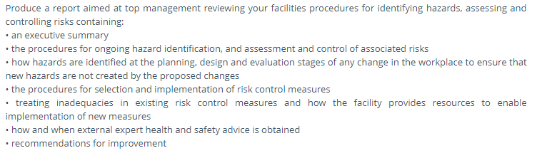 health and safety assessment question2