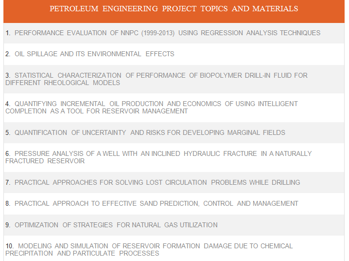 petroleum engineering project topics