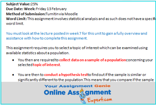 statistical analysis assignment sample