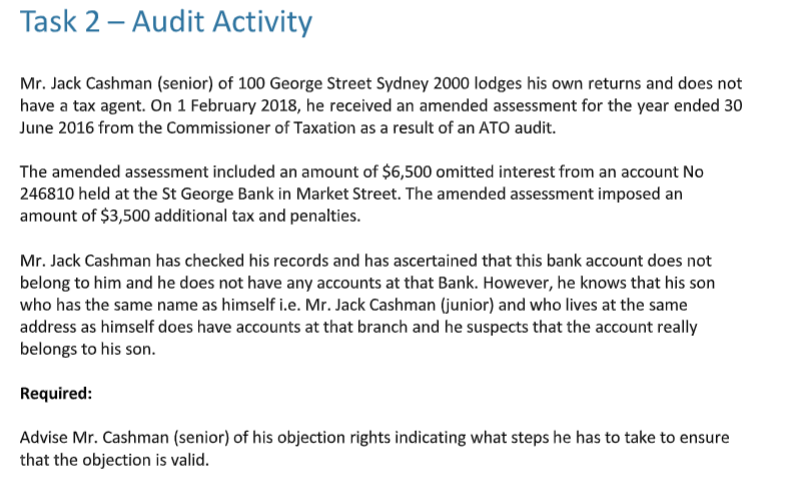 tax audit assignment answer
