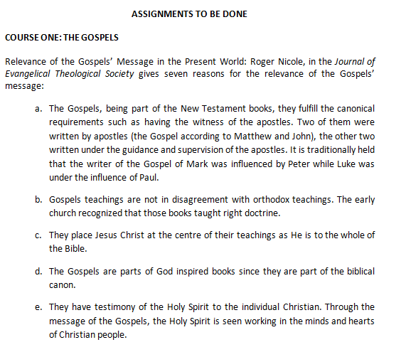 theology assignment question