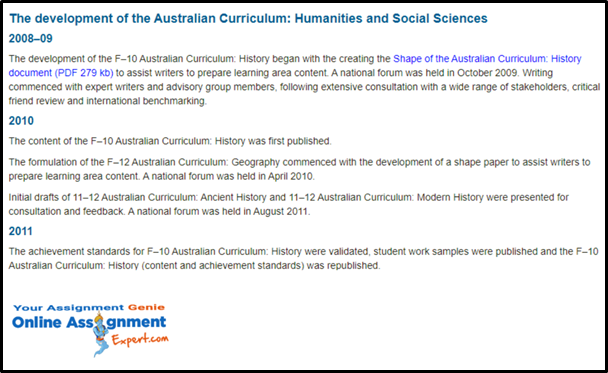 Developement of Australian Curriculum