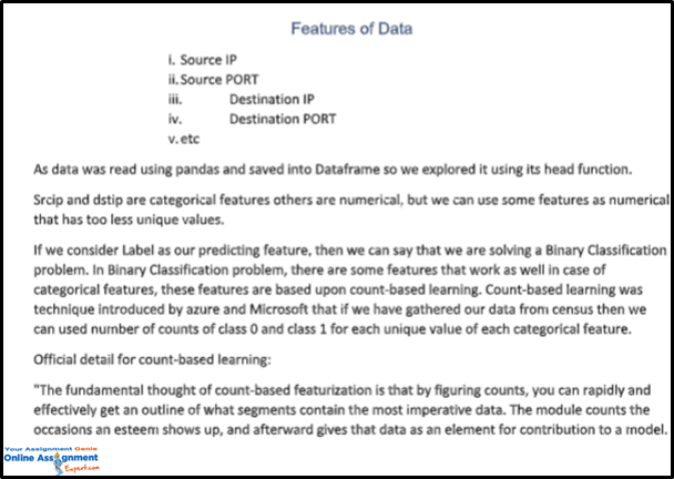 Features of data
