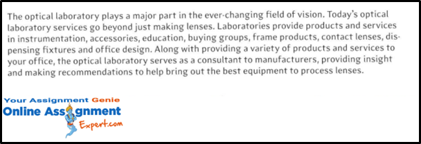 Optical Dispensing Assignment Sample