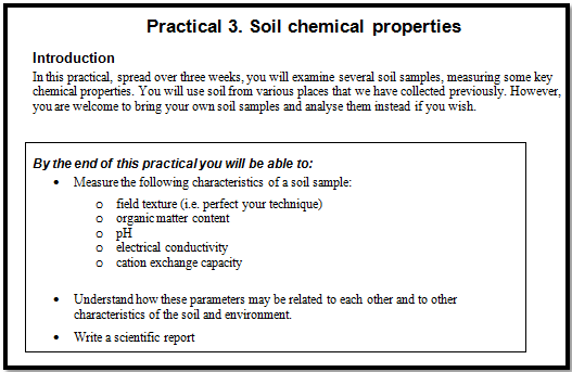 Practical 3 Soil Chemical Properties
