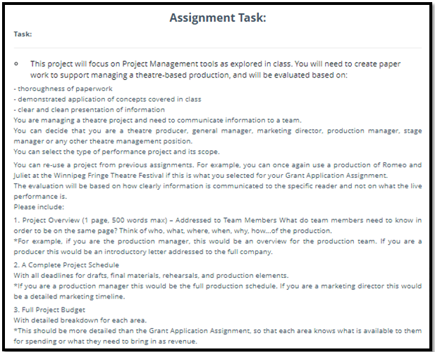 Theatre Studies assignment help Assignment Task 1