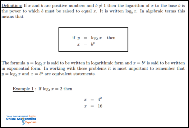 Logarithms and Exponentials Assignment Help 2