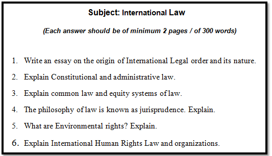 Subject  Internaltional Law