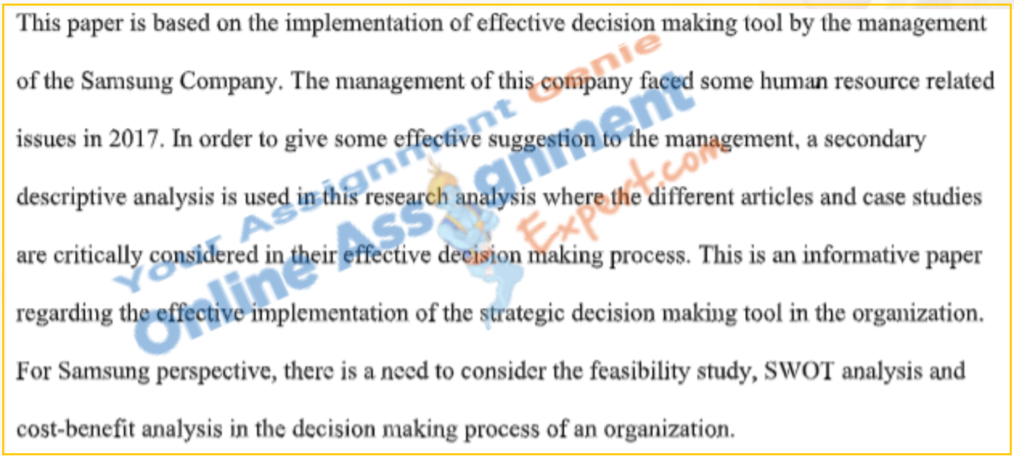 Business Decision Making Assignment  Executive Summary