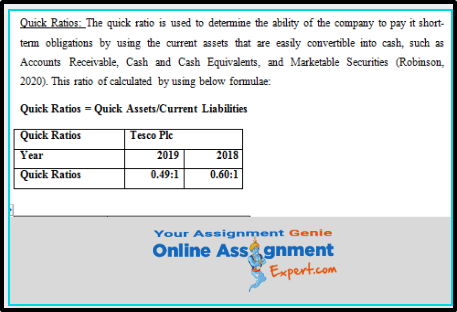 Financial Accounting and Analysis Assignment Quick Ratios