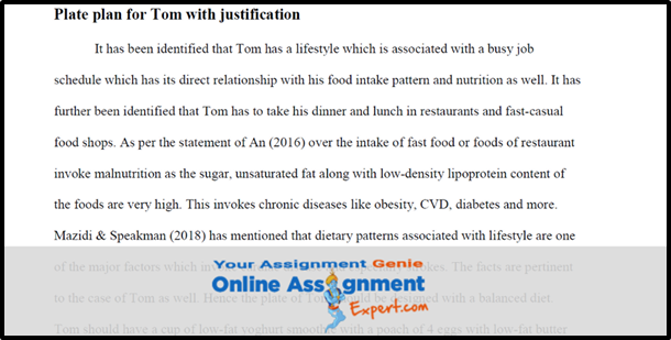 Sample of a Food Nutrition and Health Assignment
