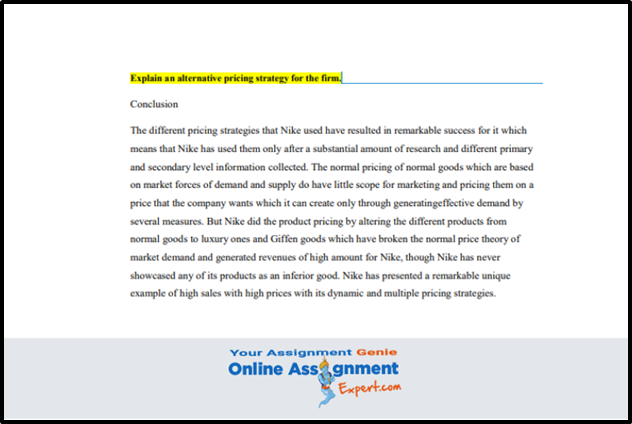 Management Assignment Sample Explain an Alternative Pricing Straategy for the Firm