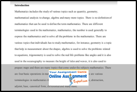 Mathematics Assignment Help Solution Introduction