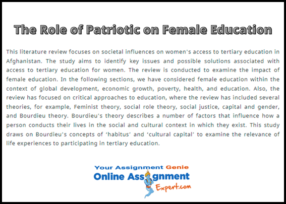 The Role of Patriotic on Female Education