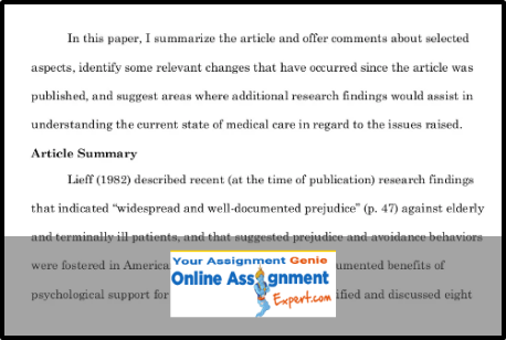 Journal Article Review Assignment Help Article Summary
